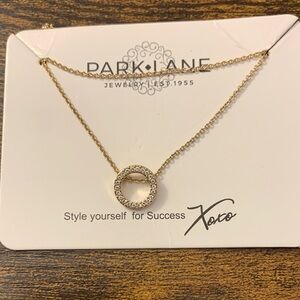 Park Lane ROO Gold Crystal Pave Circle Pendant Necklace